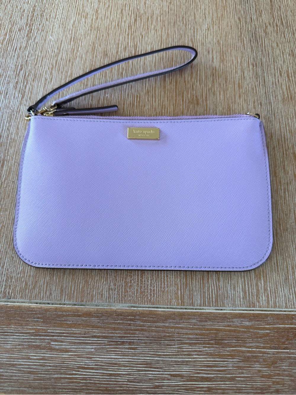 kate spade lavender wristlet clutch with gold hardware
